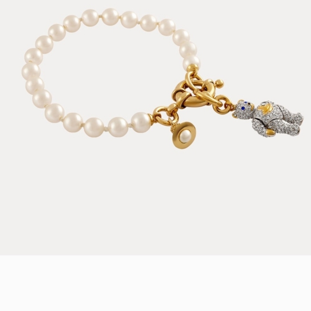 Pearl Bracelet with Gold and Silver Elephant Charm
